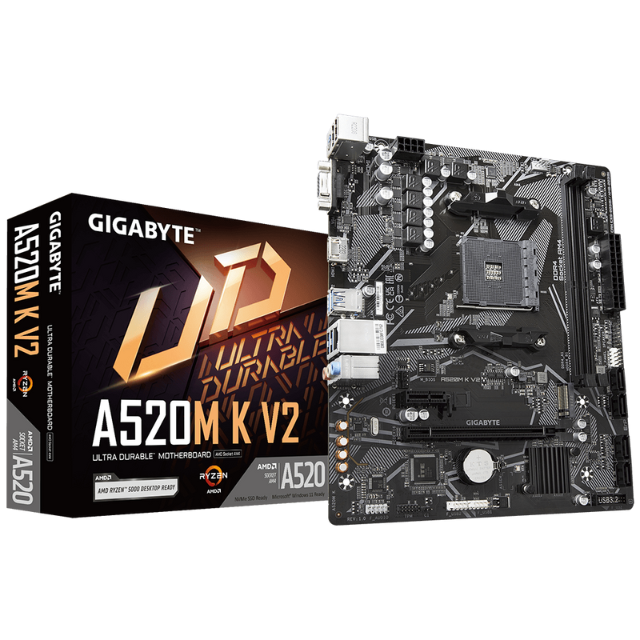 Tarjeta Madre Gigabyte A520M K V2 / Socket AM4 / AMD Ryzen 5000 Series Ready / Micro ATX 