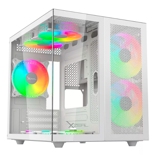 Gabinete Gamer Cubo CXi1 / Blanco / Cristal Templado / Incluye 3 ventiladores ARGB / XZGAMC1W