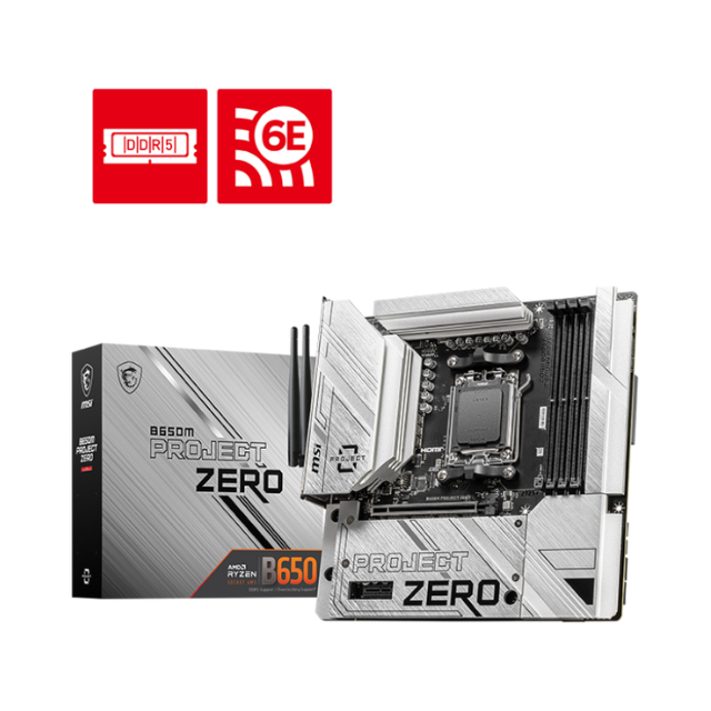 Tarjeta Madre MSI B650M PROJECT ZERO / mATX / AM5 / B650 / HDMI / Up to 256GB DDR5 / Back Connect / B650M PROJECT ZERO