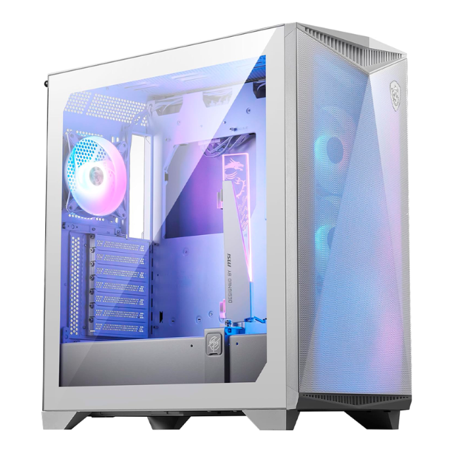 Gabinete MSI MPG GUNGNIR 300R AIRFLOW / Cristal / RGB / Midi-Tower, ATX/Micro-ATX/ITX / USB 3.2 / 4 Ventiladores ARGB Instalados / Blanco / MPG GUNGNIR 300R AIRFLOW WHITE