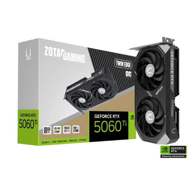Tarjeta de Video Zotac NVIDIA GeForce RTX 5060 Ti TWIN EDGE OC Edition / 16GB / 128-bit GDDR7 / PCI Express 5.0 x8 / ZT-B50620H-10M