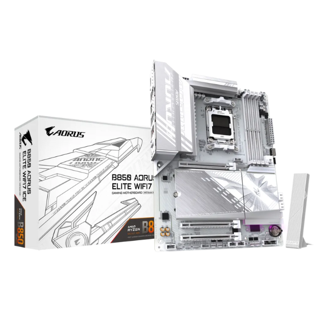 Tarjeta Madre Gigabyte B850 AORUS Elite WIFI7 ICE / AM5 / ATX / DDR5 / 3XM.2 / PCIe 5.0 / USB-C / WIFI7 / LAN de 2.5GbE / Cierre EZ / B850 AORUS ELITE WIFI7 ICE