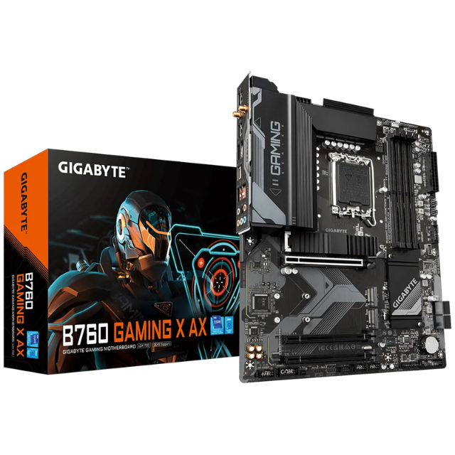 Tarjeta Madre Gigabyte B760 Gaming X AX / LGA 1700 / B760 / ATX / DDR5 / M.2 / PCIe 4.0 / USB 3.2 Gen2X2 Type-C / WiFi 6E/ 2.5GbE LAN/Q-Flash Plus / PCIe EZ-Latch / B760 GAMING X AX