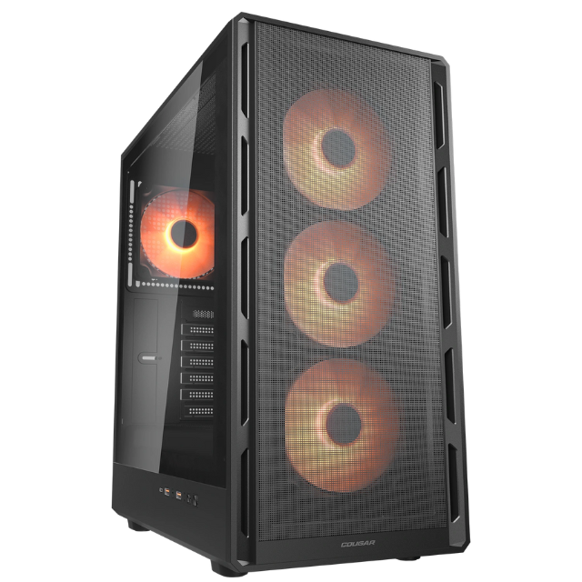 Gabinete Cougar Airface Pure PRO / RGB / Cristal Templado / Midi-Tower, Mini-ITX/Micro-ATX/ATX / USB 3.0/2.0 / Sin Fuente / 4 Ventiladores ARGB Instalados / Negro