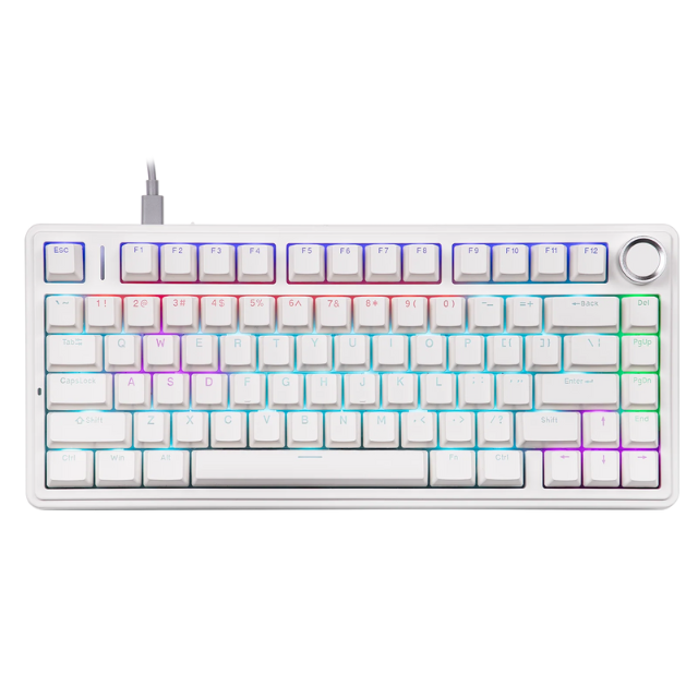 Teclado Mecanico Gamer AULA F75  / 75% Layout  / Tipo C / High Polling Rate / Gasket-Mounted Structure / SWITCH RED / RGB / Blanco