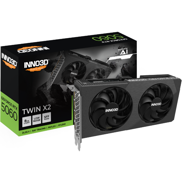 Tarjeta de Video Inno3d Nvidia Geforce RTX 5060 Twin X2 8gb GDDR7/ 128bit PCI Express 5.0 Black