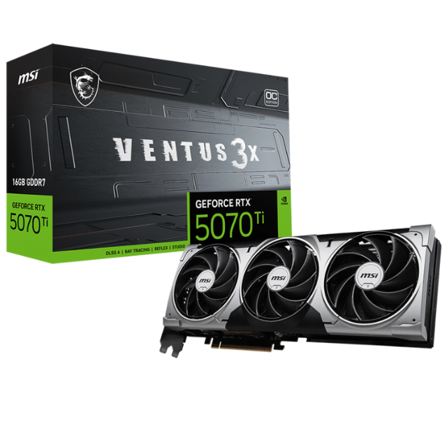 Tarjeta de Video MSI NVIDIA GeForce RTX 5070 Ti VENTUS 3X OC Edition / 16GB /G507T-16V3C/ SOLO VENTA EN ENSAMBLE