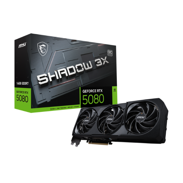 TARJETA DE VIDEO MSI GeForce RTX™ 5080 SHADOW 3X OC/16GB/ G5080-16S3C/ SOLO VENTA EN ENSAMBLE