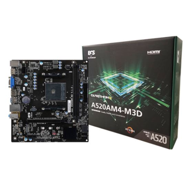 Tarjeta Madre ECS A520AM4-M3D, Micro-ATX, Socket AM4/ A520AM4-M3D V1.1