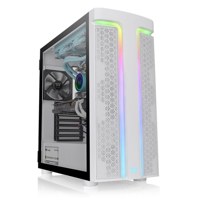 Gabinete Thermaltake H590 TG ARGB / Cristal / Midi-Tower, ATX/Micro-ATX/Mini-ITX / USB 3.0 / 2 Ventiladores Instalados / BLANCO/ 	CA-1X4-00M6WN-00