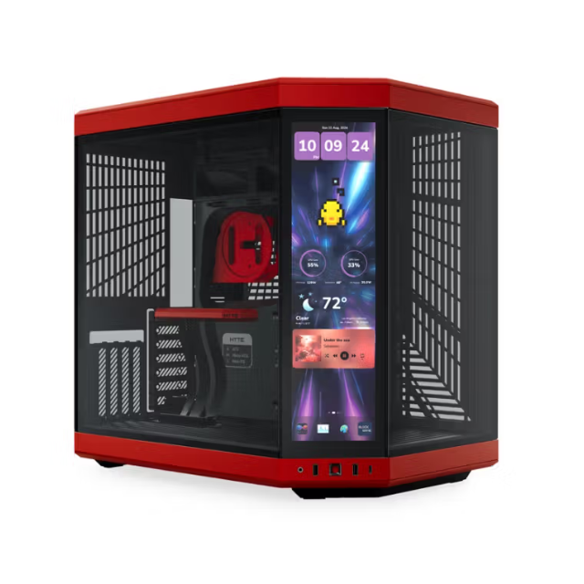 Gabinete HYTE Y70 Touch Infinite / ATX Mid Tower / Doble Cámara / Con Pantalla Táctil LCD de 2.5K integrada / BLACK CHERRY