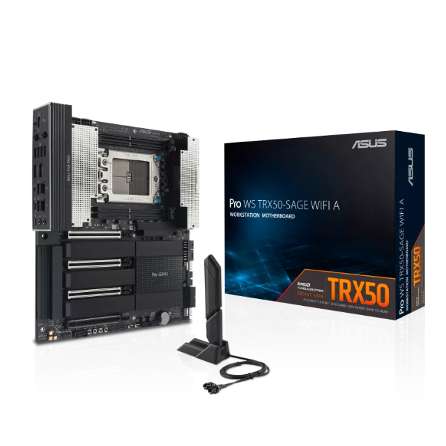 ASUS Pro WS TRX50-SAGE WiFi A AMD TRX50 TR5 CEB Estación de Trabajo Placa Base, CPU y overclocking de Memoria, diseño Robusto de 20 etapas de energía, PCIe 5.0 x 16, M.2, USB4, 10 GB y 2.5 GB LAN