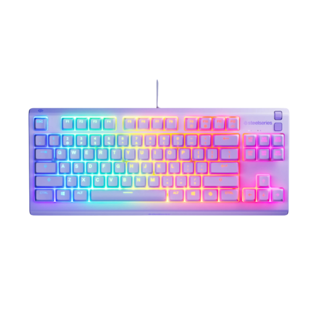 SteelSeries Apex 3 TKL Lavender RGB Gaming Keyboard — Tenkeyless Compact Form Factor — 8-Zone RGB Illumination — Water and Dust Resistant — Whisper-Quiet Gaming Switch
