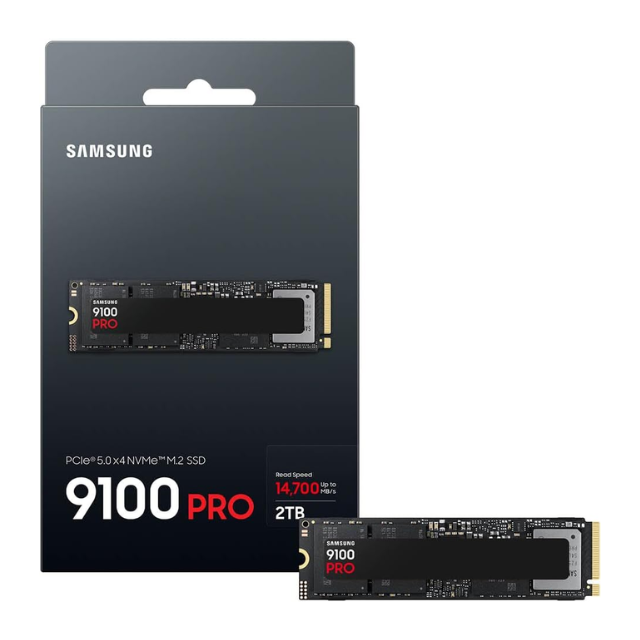 Samsung 9100 Pro Heatsink NVMe M.2 SSD, 2 TB, PCIe 5.0, 14.700 MB/s de Lectura, 13.400 MB/s de Escritura, SSD Interno para Videojuegos y edición de vídeo, Color Negro