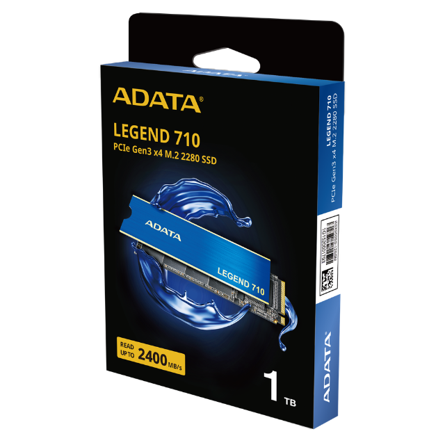 ADATA SSD Legend 710 M.2 1TB PCIe Gen3 x4 M.2 2280 Unidad de Estado sólido, diseño para Creator Gaming, Velocidad de Lectura de hasta 2.400 MB/s, 3D NAND, LDPC, AES 256 bits cifrado