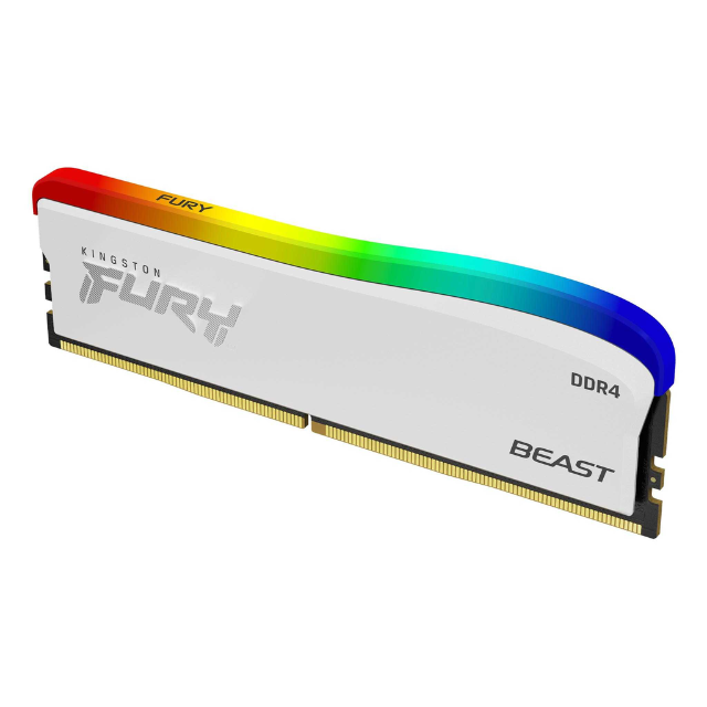 Memoria RAM 16GB 3200MHz Kingston Fury Beast DDR4 RGB SPECIAL EDITION / 1X16 3200MHZ / Intel XMP y AMD AMP / KF432C16BWA/16 / ram blanca RGB