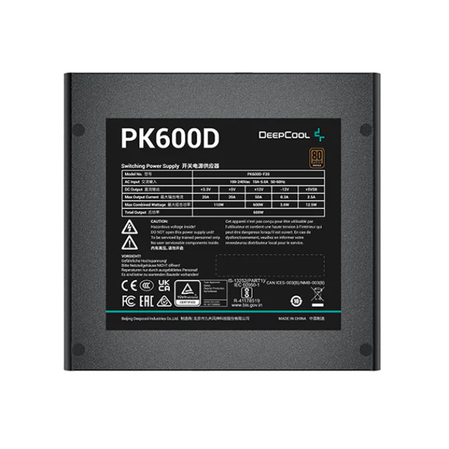 Fuente de Poder DeepCool PK600D / 600W / 80 Plus Bronze / Negro / R-PK600D-FA0B-US