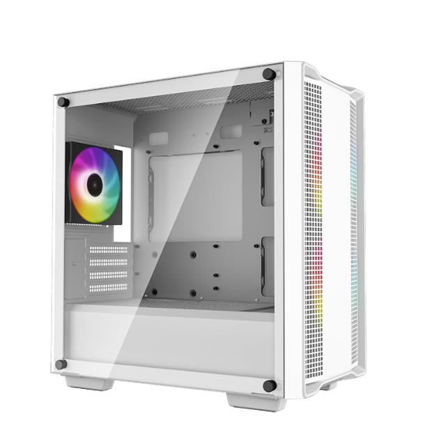 Gabinete DeepCool CC360 WH ARGB / Cristal Templado / Micro-ATX, Mini-ITX/Micro-ATX / USB 3.0/2.0 / Sin Fuente / 3 Ventiladores ARGB Instalados / Blanco / R-CC360-WHAPM3-G-1