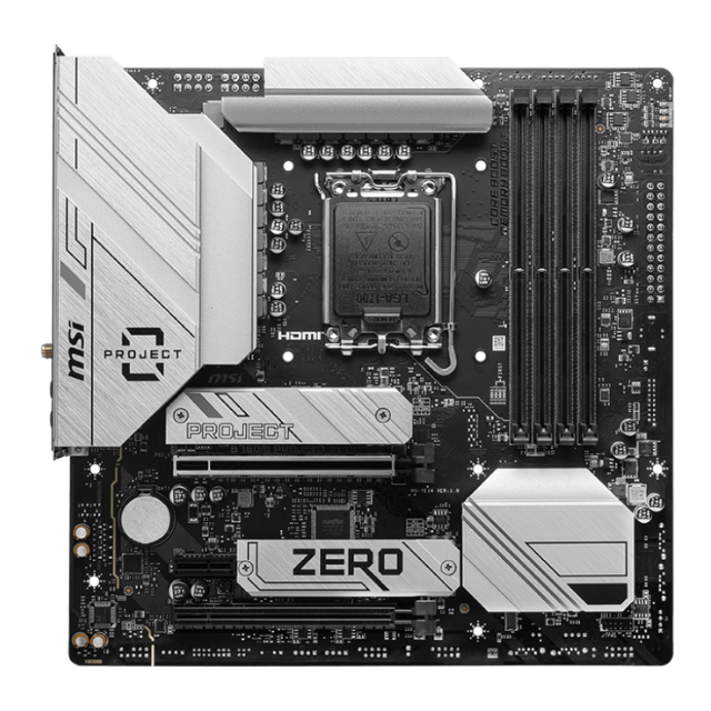 Tarjeta Madre MSI B760M Project Zero / LGA1700 / DDR5 / M-ATX / PCIe 5.0 / Ranuras M.2 / LAN de 2.5Gbps / USB 3.2 / Gen2 / Wi-Fi 6E / Back Connect / MSI B760M PROJECT ZERO