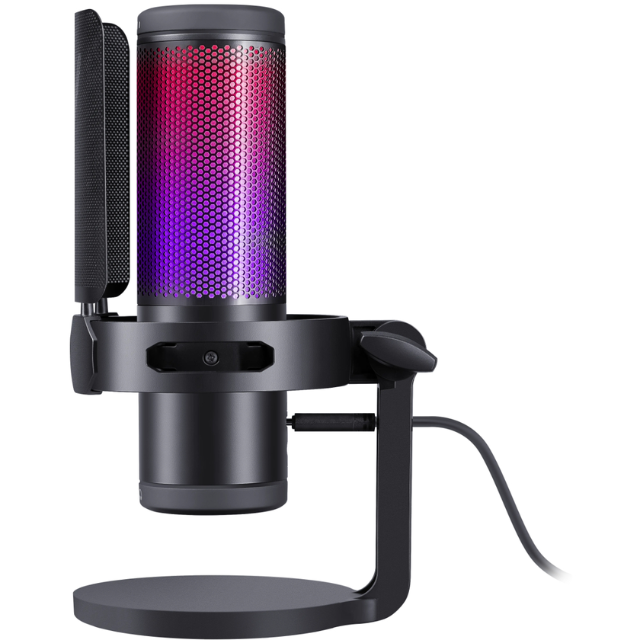 Micrófono Redragon Fenris GM301, Base Incluida, RGB, USB-A, Omnidireccional