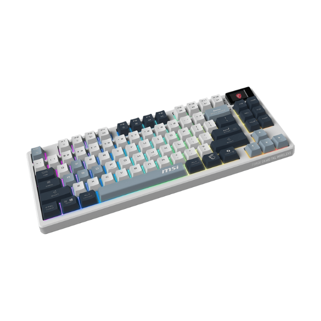 Teclado Gamer MSI Forge GK600 TKL Wireless Sky / Inalámbrico / Switch Mechanical Linear / Dye-Sublimated PBT Keycaps / RGB LED / USB 2.0 / Bluetooth 2.4 GHz / Sky