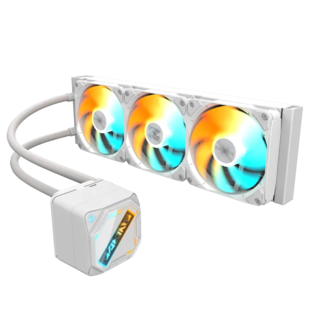 Enfriamiento GIGABYTE GAMING 360 ICE / 360mm / Ventiladores ARGB / Compatible con Intel LGA1851 y AMD AM5 / Blanco 