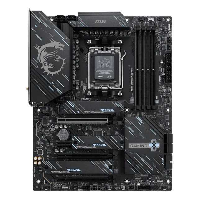 Tarjeta Madre MSI X870E GAMING PLUS WIFI / Chipset AMD X870E / Socket AM5 / ATX / DDR5 / PCIe 5.0 x16 / Wi-Fi 7 / Bluetooth 5.4 / USB4 40Gbps / LAN 5G / X870E GAMING PLUS WIFI