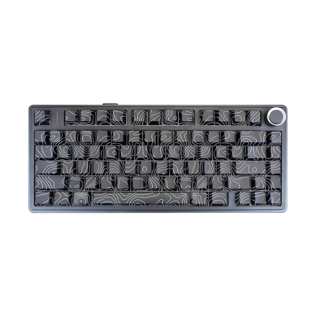 AULA F75 (Black Contour) teclado mecánico 75% inalámbrico (2.4GHz/BT/USB-C) con montaje Gasket, batería de 4000 mAh, perilla metálica, iluminación RGB South-facing y switches lineales LEOBOG Seiya hot-swappable.