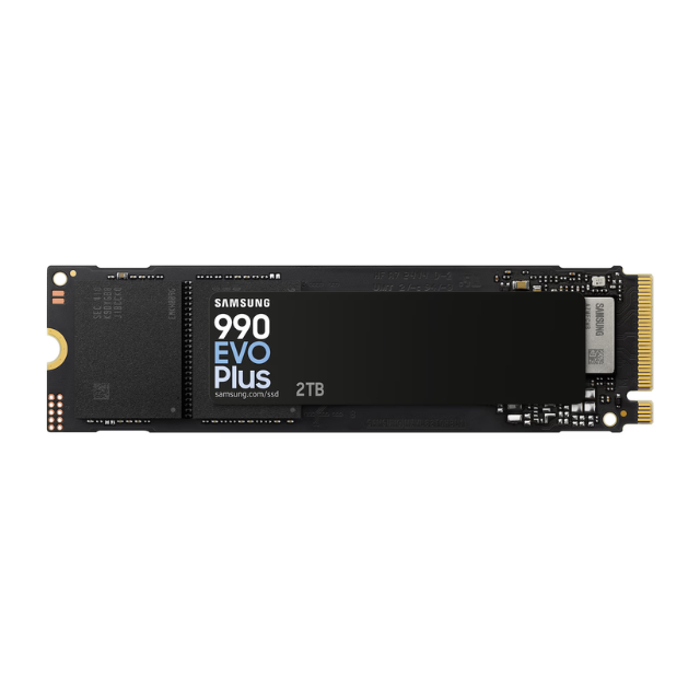 Samsung 990 EVO Plus SSD 2TB M.2 NVMe, PCIe Gen 4x4 / Gen 5x2, Lectura 7250 MB/s, Escritura 6300 MB/s, TurboWrite 2.0, Control Térmico