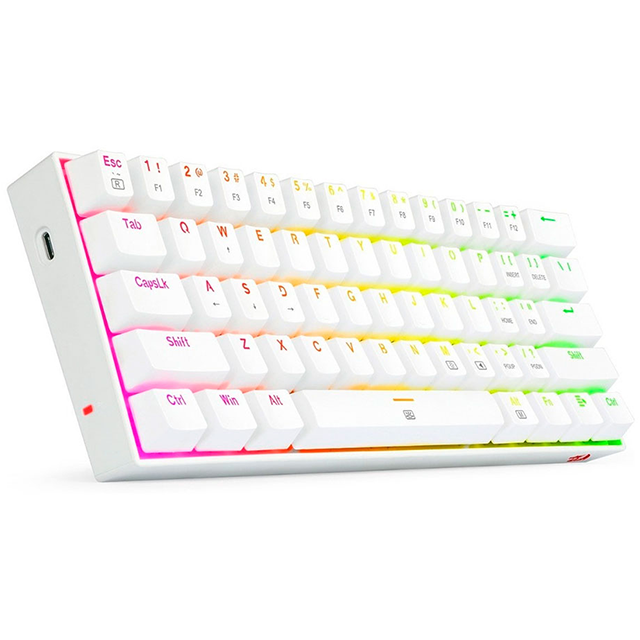 Teclado Redragon Gamer DRAGONBORN K630W RGB / Blanco / Alambrico / Led RGB /ESPAÑOL / Tenkeyless / Switch BROWN / Botones Multimedia/ gamerdays