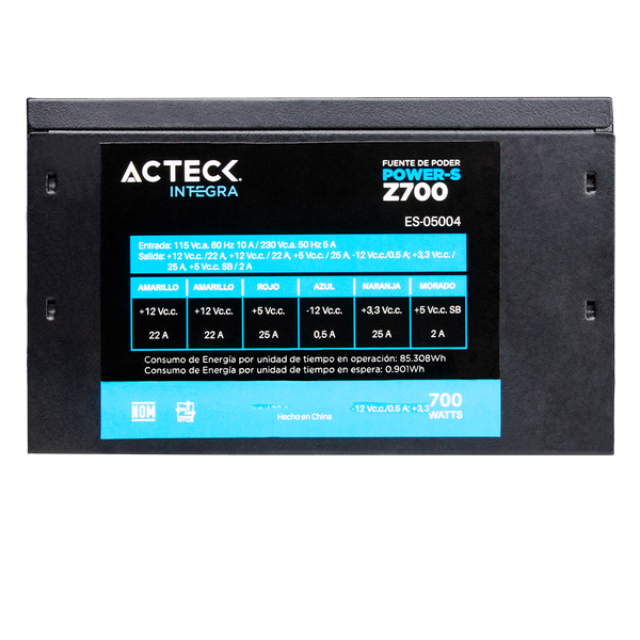 Fuente de poder 700W Acteck / ES-05004 / 700W / No certificada / PCIE 6+2 