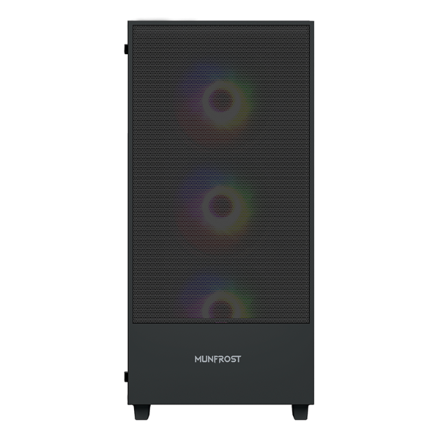 Gabinete Munfrost Alpha Black / Cristal templado / ARGB Sync / Controlador de ventiladores / Atx - Micro ATX - Mini ITX / 4 Ventiladores ARGB incluido