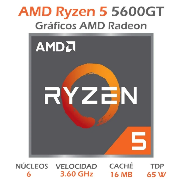 Procesador AMD RYZEN 5 5600GT / 4.6 GHZ / 6 Núcleos / Socket AM4 / Radeon™ Graphics / 5000 Series / 100-100001488BOX