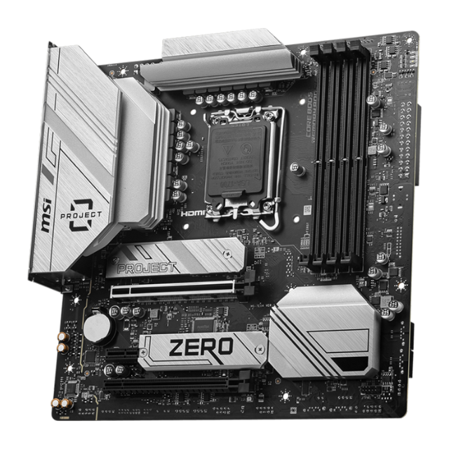 Tarjeta Madre MSI B760M Project Zero / LGA1700 / DDR5 / M-ATX / PCIe 5.0 / Ranuras M.2 / LAN de 2.5Gbps / USB 3.2 / Gen2 / Wi-Fi 6E / Back Connect / MSI B760M PROJECT ZERO