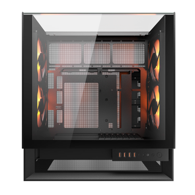 Gabinete Cougar OMNYX / RGB / Cristal Templado / Midi-Tower, Mini-ITX/Micro-ATX/ATX / USB 3.0/2.0 / Sin Fuente / 4 Ventiladores Instalados / Negro
