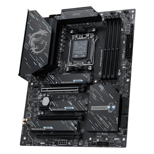 Tarjeta Madre MSI X870E GAMING PLUS WIFI / Chipset AMD X870E / Socket AM5 / ATX / DDR5 / PCIe 5.0 x16 / Wi-Fi 7 / Bluetooth 5.4 / USB4 40Gbps / LAN 5G / X870E GAMING PLUS WIFI