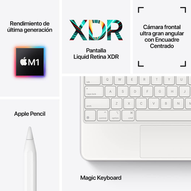 IPAD PRO 12.9" 5TA GEN / M1 CHIP / MAGIC KEYBOARD / APPLE PENCIL / 8C CPU / 8C GPU / LIQUID RETINA XDR / EQUIPO SEMINUEVO