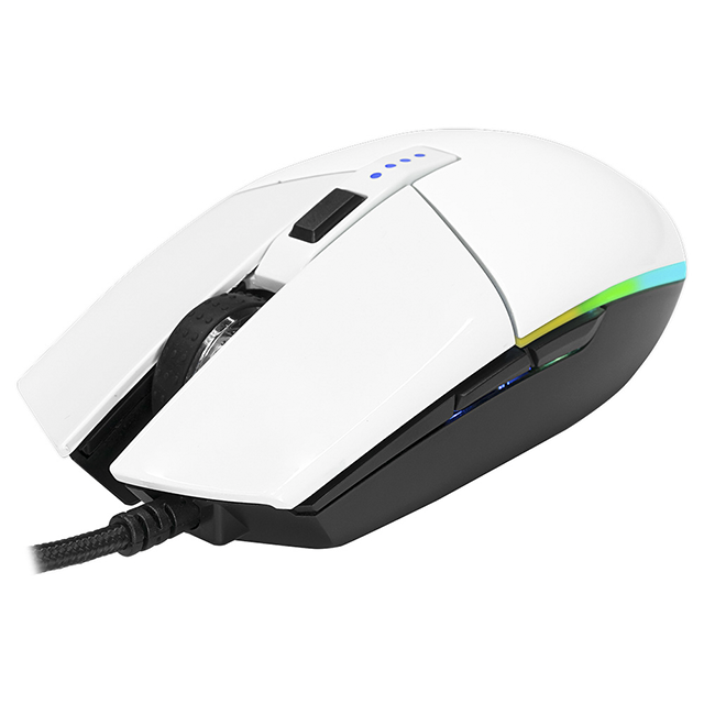 Mouse Gamer Munfrost Triton White Glossy / Óptico / USB / Sensor Pixart PWM 3360 / Iluminación ARGB / Hasta 12,000 DPIs / 6 botones