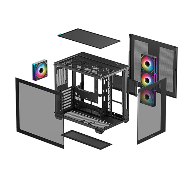 Gabinete DeepCool CG530 4F / Midi-Tower / ATX/Micro-ATX/Mini-ITX / USB 3.0 / Sin Fuente / 4 Ventiladores Instalados / Negro / R-CG530-BKADA4-G-1