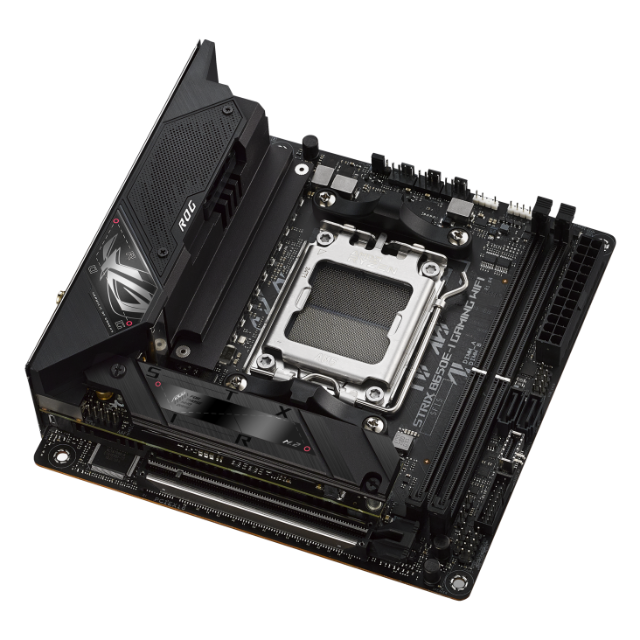 ASUS Tarjeta Madre AMD B650 ROG Strix B650E-I Gaming WiFi, Mini-ITX, DDR5, SSD PCIe 5.0 NVMe, 1x PCIe 5.0 x16 Safeslot, USB 3.2 Gen 2 Tipo C, WiFi 6E, Aura Sync RGB