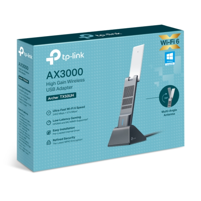 TP-Link Adaptador de Red USB Archer TX50UH Wi-Fi 6, Alámbrico/Inalámbrico, WLAN, 3000 Mbit/s, 2.4/5GHz