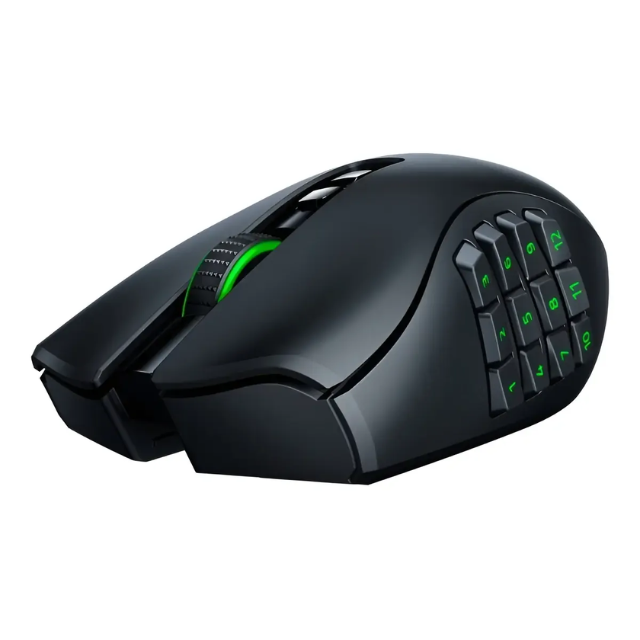 Razer Naga V2 Pro - Mouse Gamer Inalámbrico MMO | 19+1 botones programables con 3 placas laterales intercambiables, rueda HyperScroll Pro, sensor óptico Focus Pro 30K