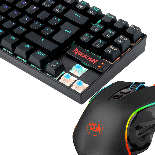 Kit Gamer Redragon Teclado y Mouse / Alámbrico / Mecanico / Iluminación LED RGB / Español / USB / K552RGB+M607 