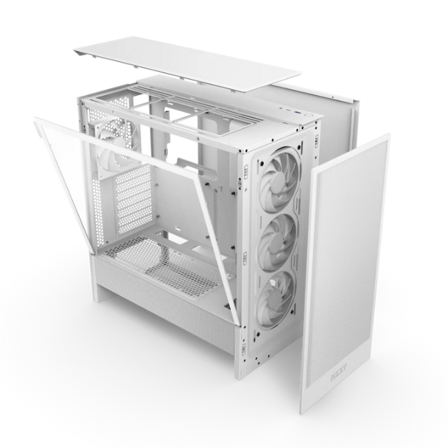 Gabinete NZXT H5 FLOW RGB Blanco / Versión 2024 / Cristal Templado / Mid-Tower/ Sin Fuente / USB Tipo C / CC-H52FW-R