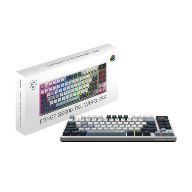 Teclado Gamer MSI Forge GK600 TKL Wireless Sky / Inalámbrico / Switch Mechanical Linear / Dye-Sublimated PBT Keycaps / RGB LED / USB 2.0 / Bluetooth 2.4 GHz / Sky