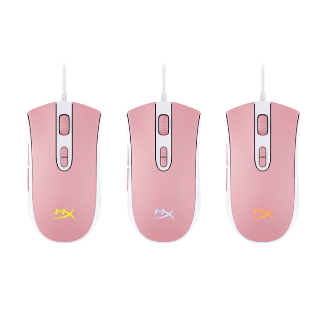 Mouse Gamer Hyperx Pulsefire Core Blanco Rosa / USB 2.0 / Cable de 1.8Mts. / 123g 