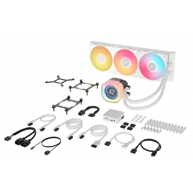 Corsair iCUE LINK TITAN 360 RX LCD Enfriamiento Líquido para CPU, 3x 120mm, hasta 2100RPM, Blanco