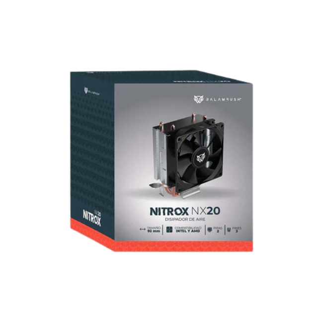 Disipador CPU Balam Rush NITROX NX20 / 92mm / 1800RPM / Negro / BR-937894