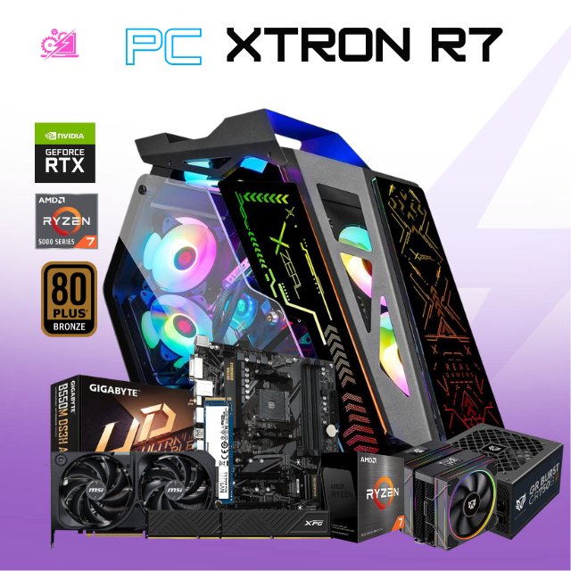 PC XTRON R7 / AMD RYZEN 7 5700X / RTX 5070 / 32GB RAM / 1TB SSD M.2 NVME / DISIPADOR DE TORRE DOBLE ABANICO / FUENTE 750W 80+ BRONZE / PROMOCION
