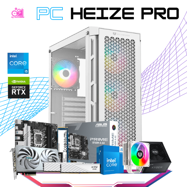 PC HEIZE PRO / INTEL CORE I5-14400 / RTX 5060 TI / 32GB RAM DDR5 / 1TB SSD M.2 NVME / DISIPADOR DE TORRE / FUENTE 750W 80+ GOLD / PROMOCION